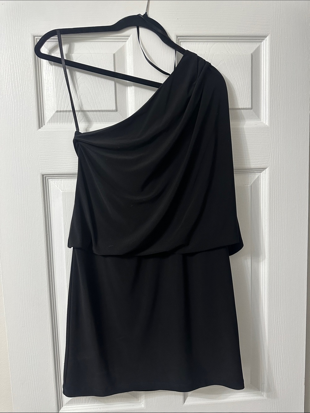 Jessica Simpson Black One-Shoulder Draped Cocktail Dress